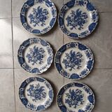 6 Plates dessert service Ridgway Windsor Staffordshire blue décor