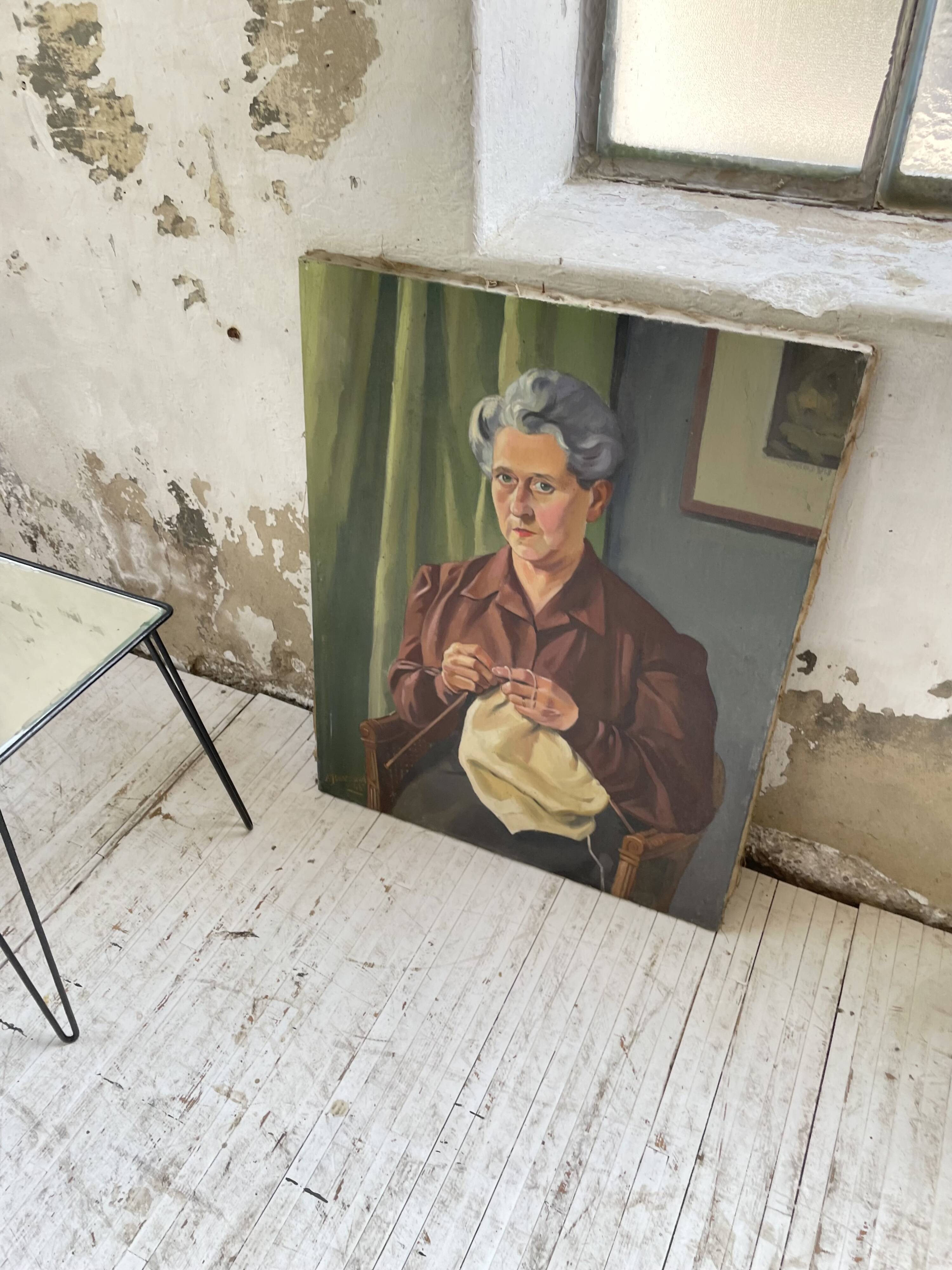 Oil canvas “knitting” 1945