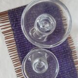 Bougeoirs en verre pied boule, lot de 2