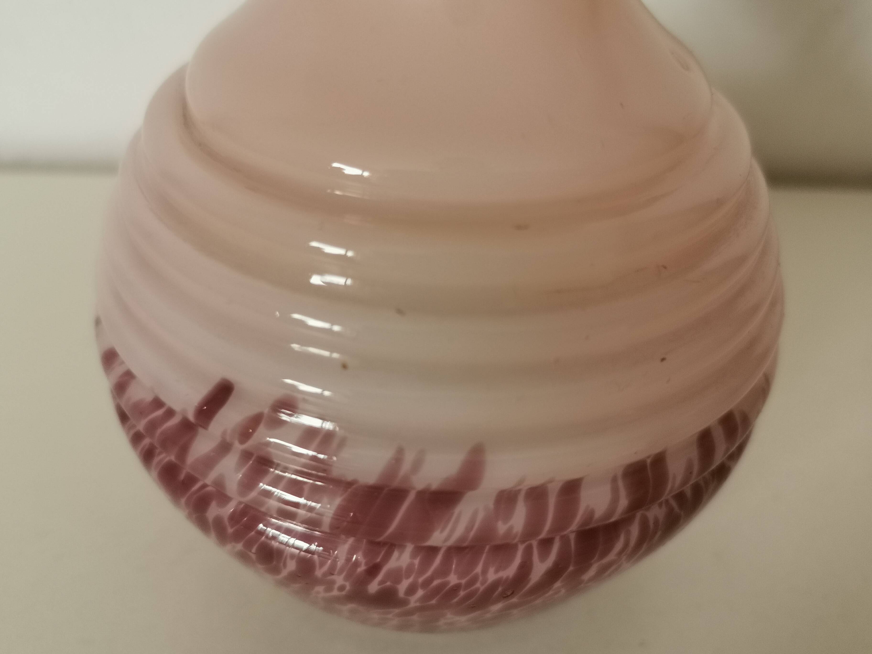round opaline vase, pink and purple, 1940s