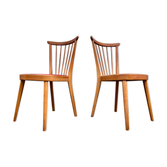 Pair of blue and red Scandinavian chairs