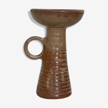 Artisan glazed light sandstone candlestick