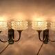 Pair of two-light wall sconces in gilded brass and blue from the 1950s.