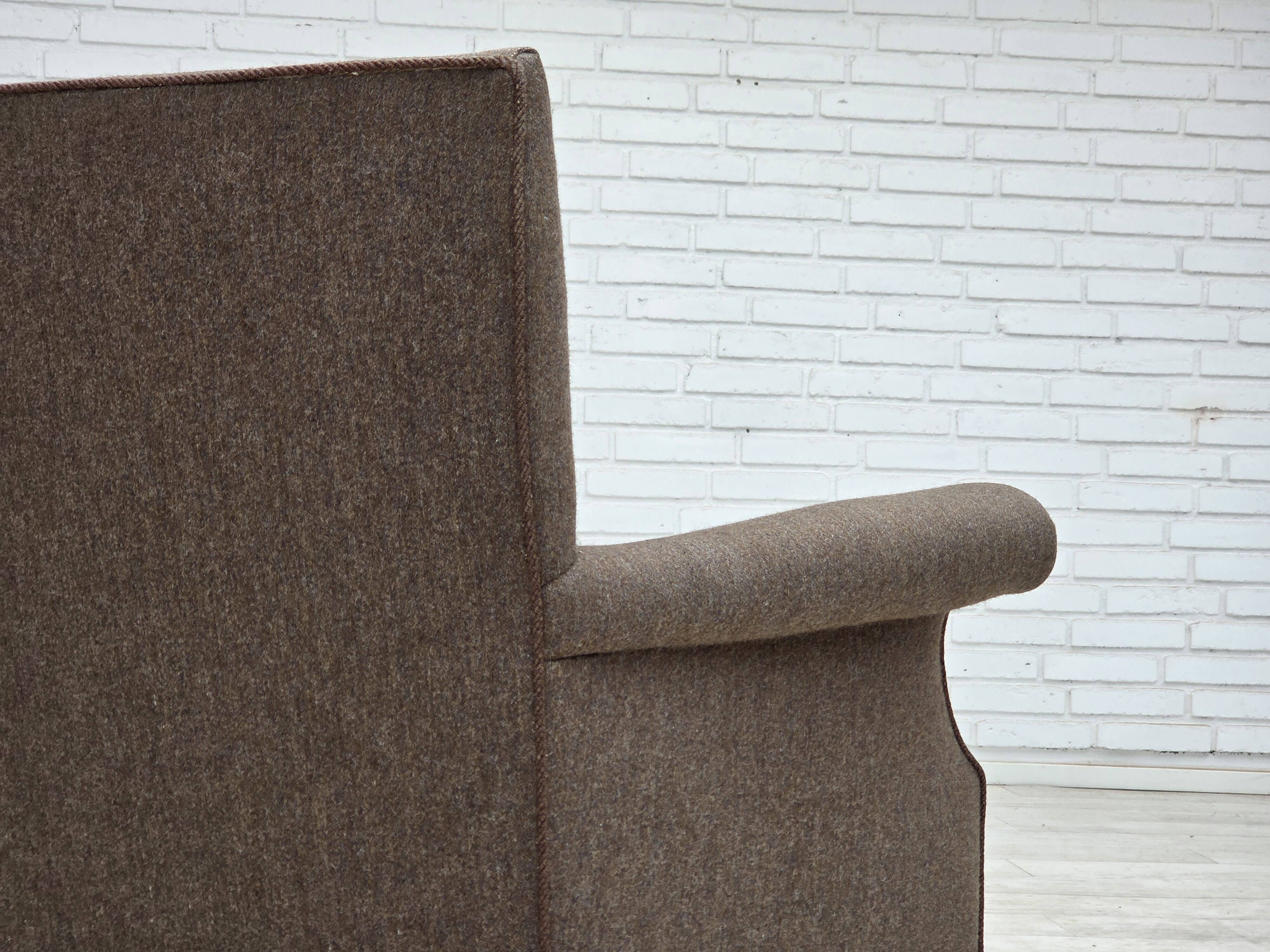 1960s, Danish armchair, furniture wool, ash wood legs.