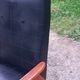 Pair of vintage beech armchairs feet compass covered with black moleskine from the 50s