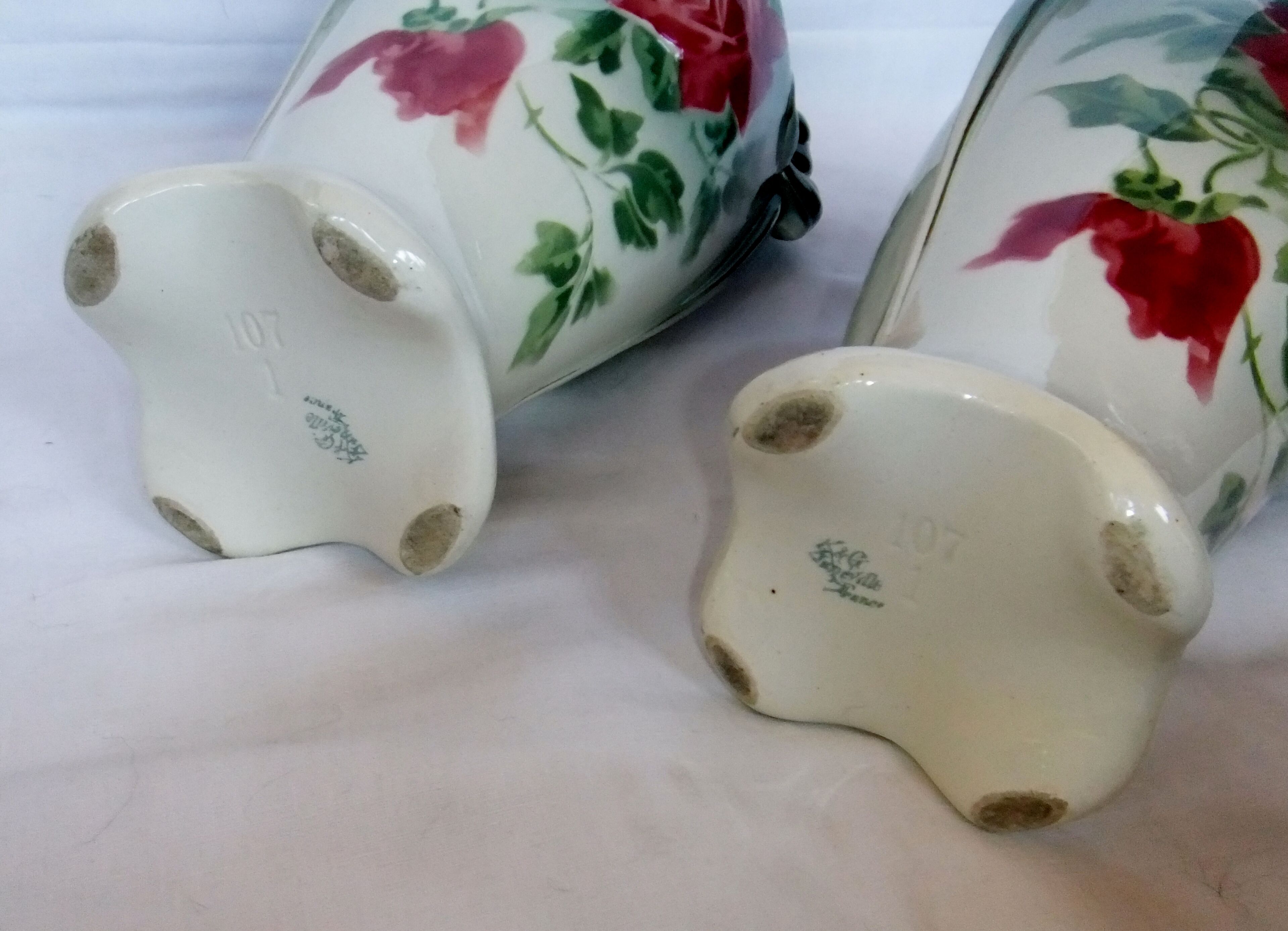 Vase art new pair KG Lunéville gilding decoration flower pink soliflore tulip tree