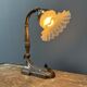Lampe de table art nouveau antique avec abat-jour en verre dépoli