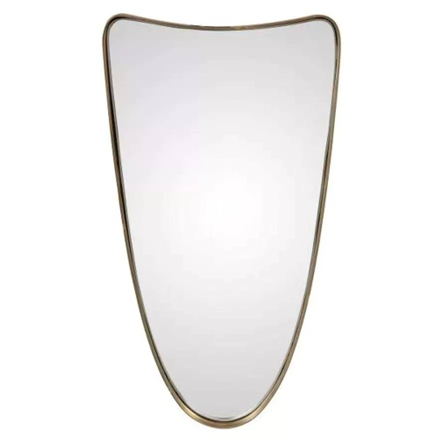 Free-form rearview mirror with brass outline - 60x30cm