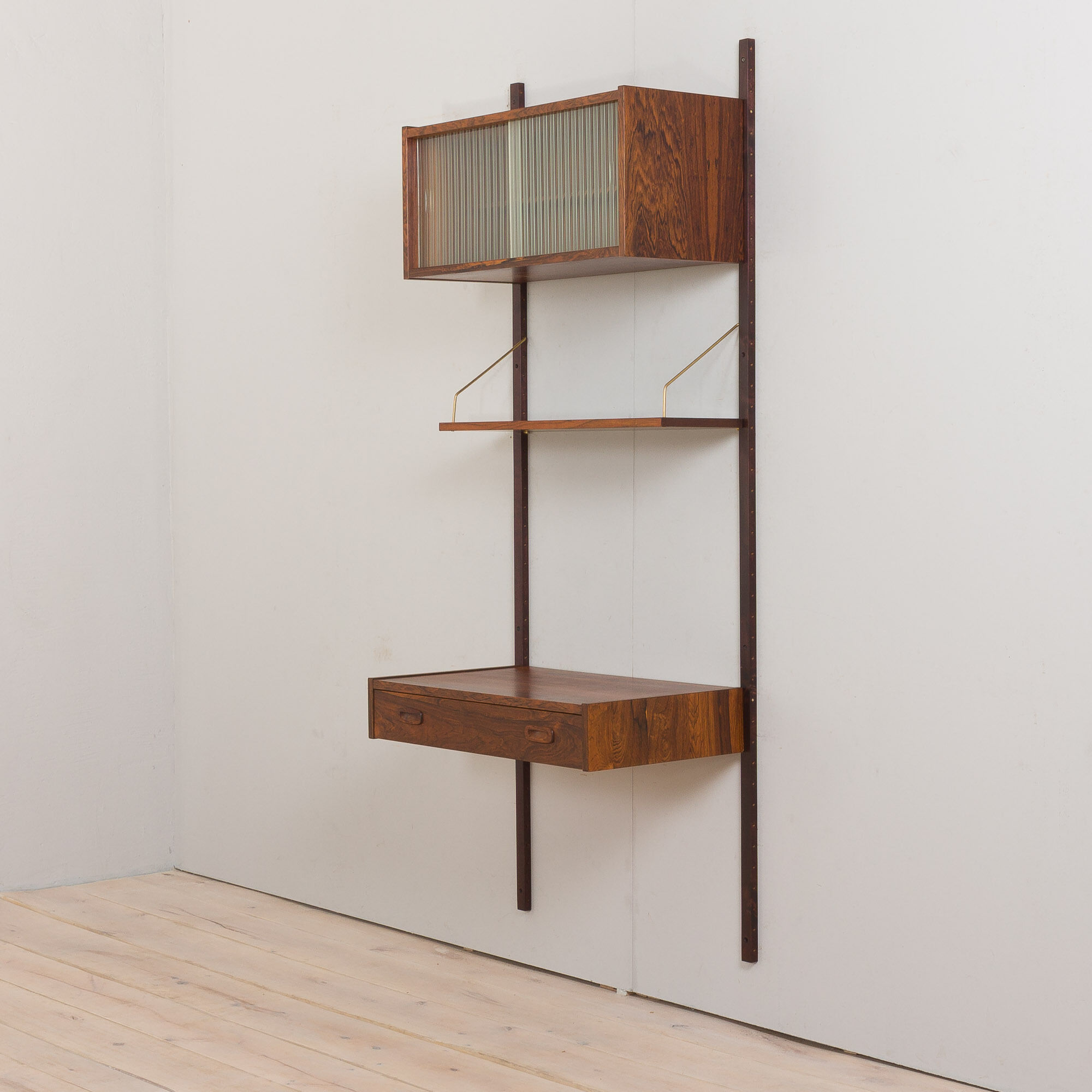 Preben Sorensen Danish mid century rosewood  wall unit with floating desk, PS system,  Randers, 1960
