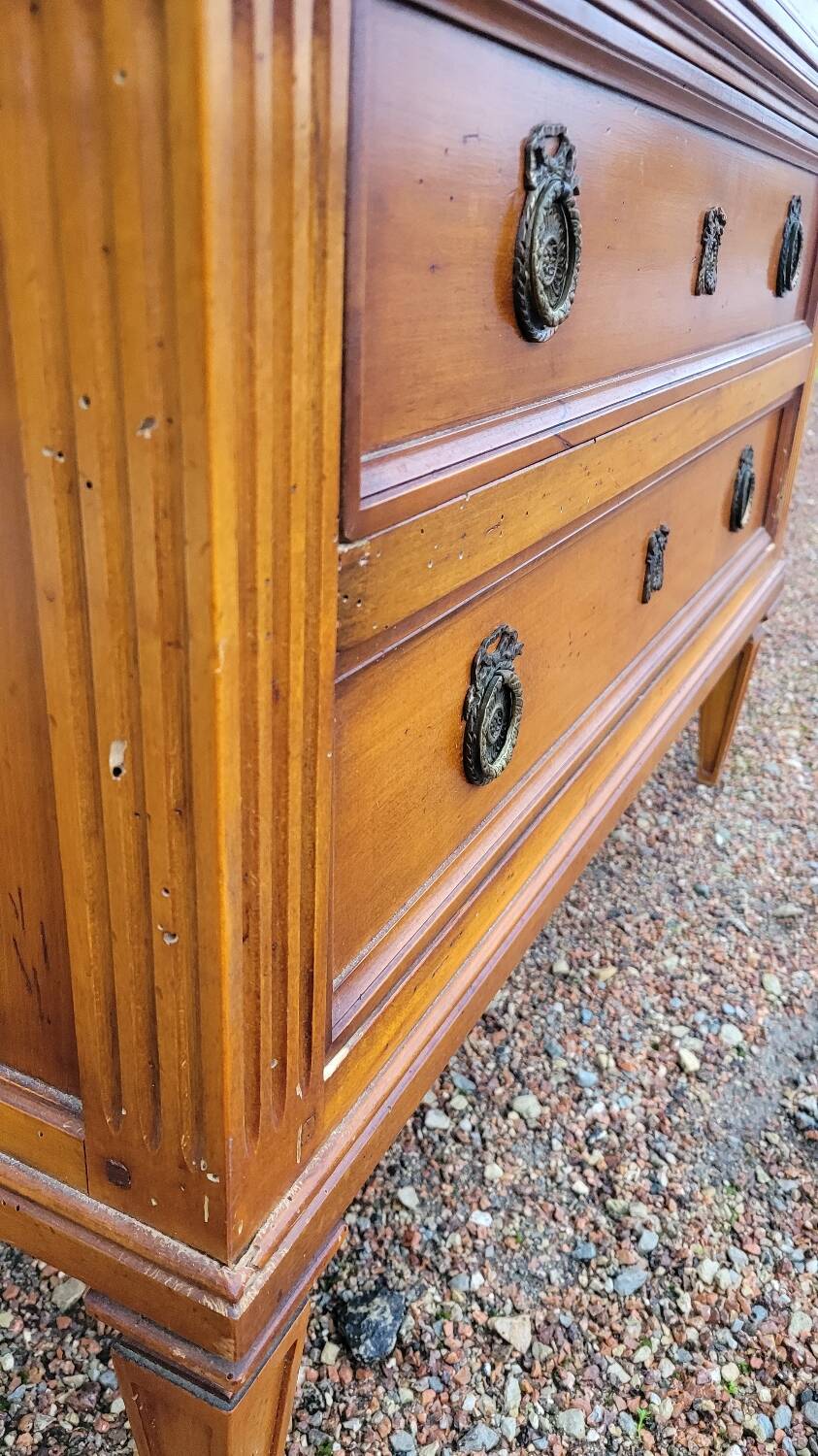 Louis xvi style chest of drawers in cherry wood 3 drawers