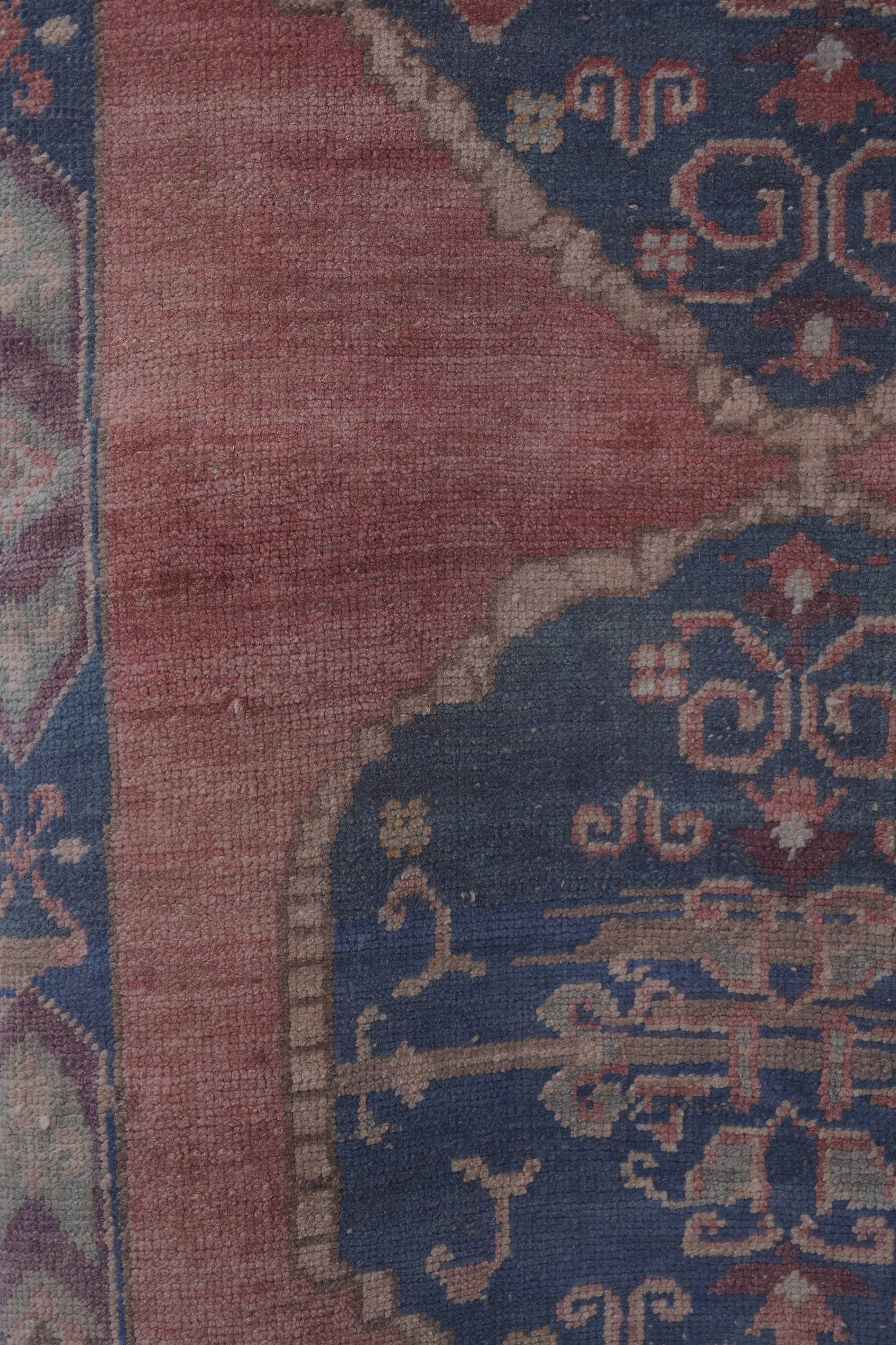 Vintage Turkish Oushak Rug Handwoven 101x262 cm