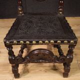 Pair of 18th-century antique Italian leather chairs