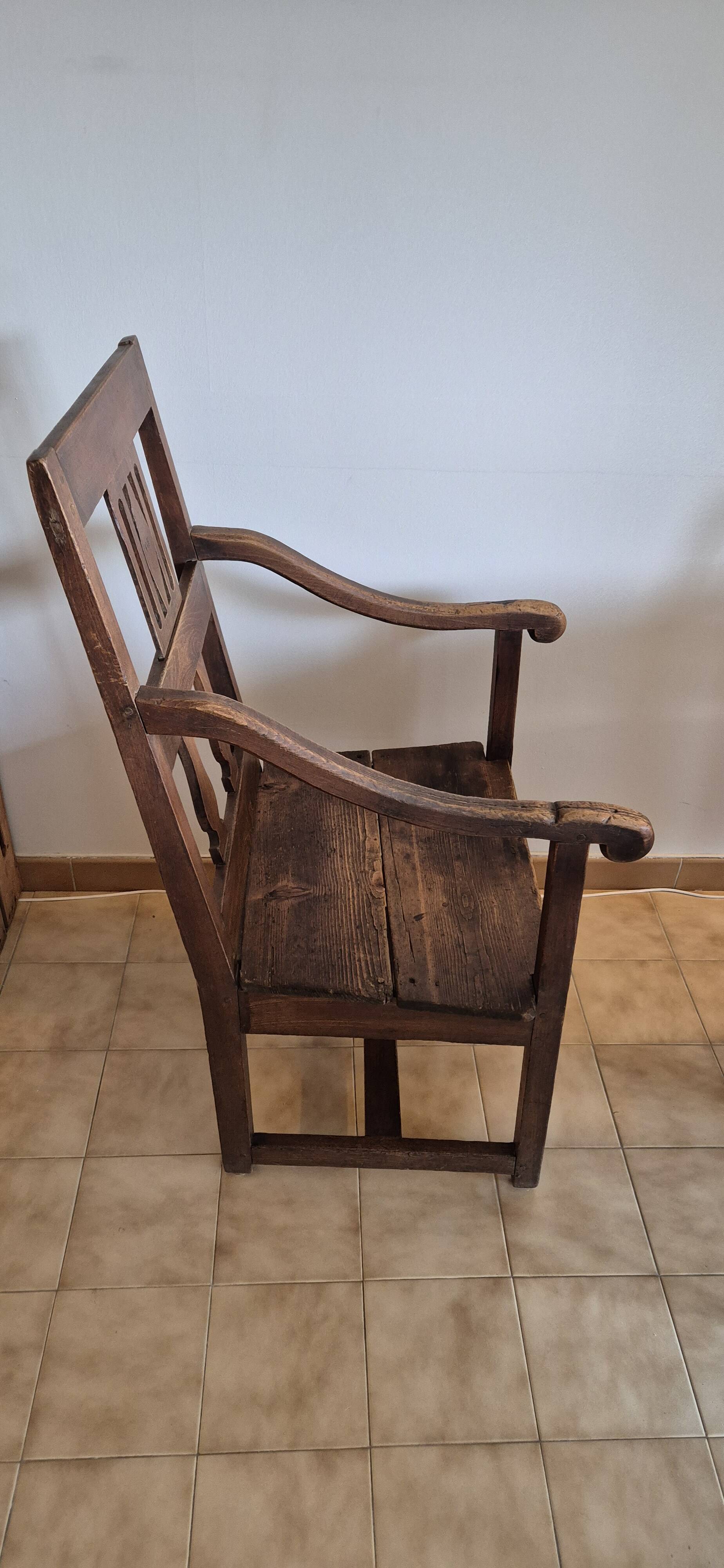 Rustic walnut armchair – folk art, late 19th century