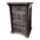 19th century chest of drawers in carved blackened pine