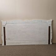 Large antique white wooden headboard, 190 cm wide.