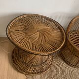 Table rotin diabolo vintage