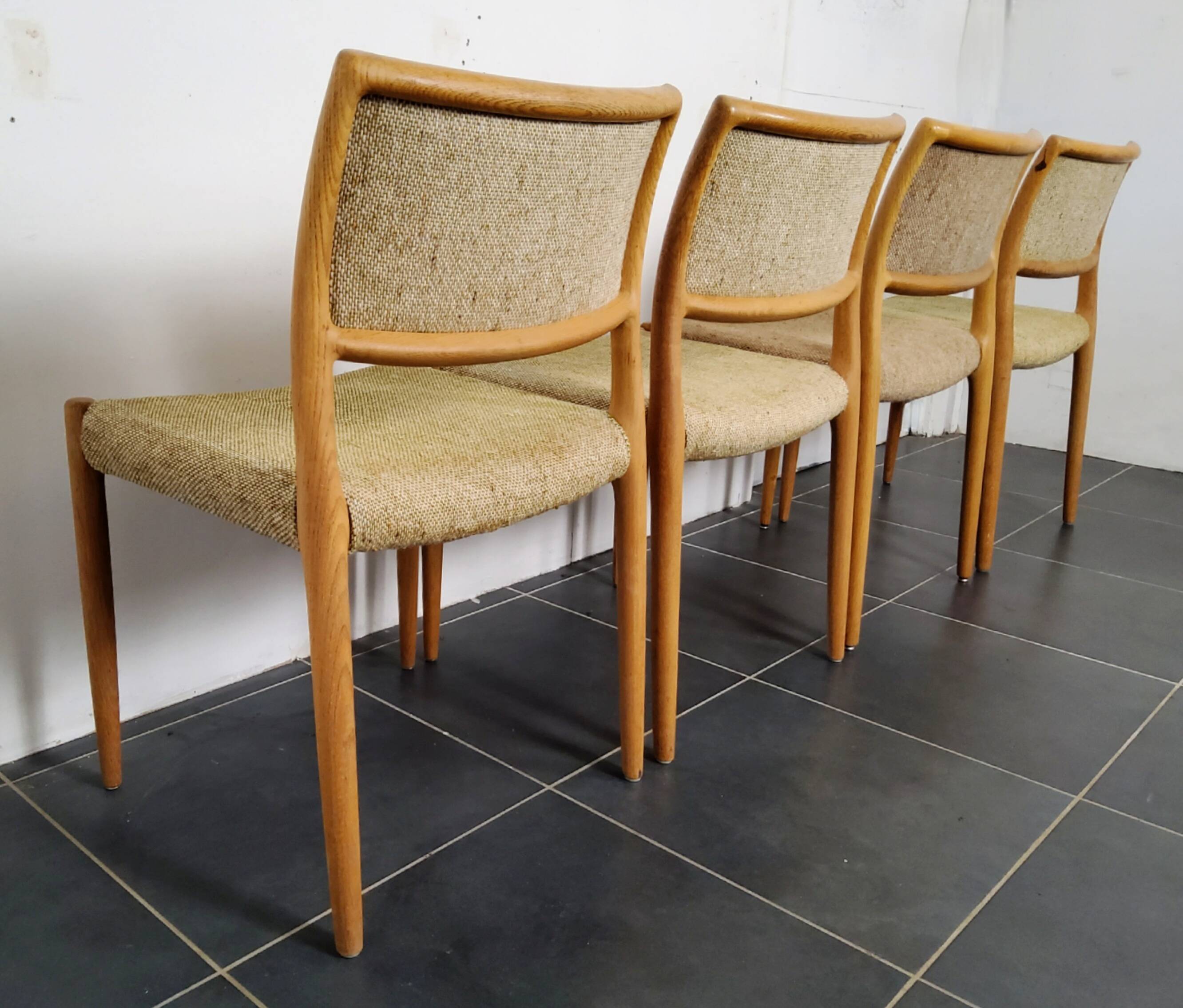 4 Scandinavian chairs model 80 by Niels O. Møller, Denmark