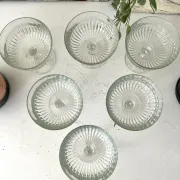 Coupe Glasses – French Set of 6 Pressed Glass Sunburst Cocktail Desser