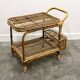 Vintage Italian rattan bar cart with bottle holder, 1970s