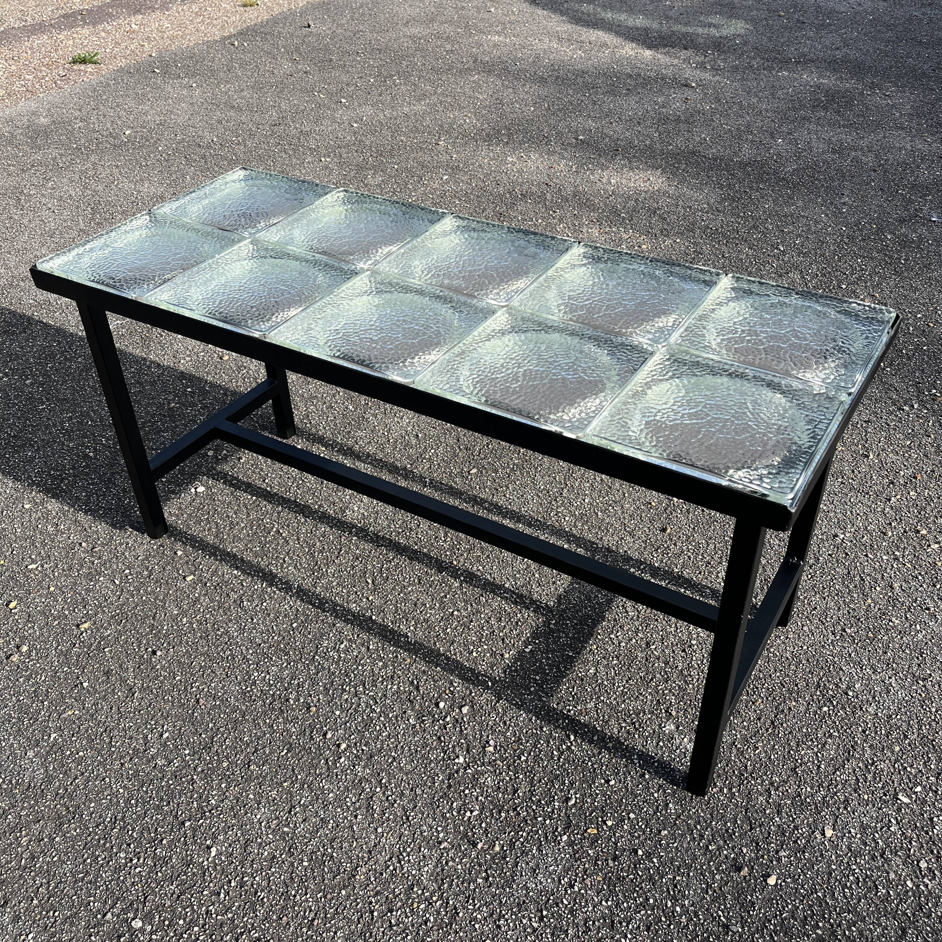 Table basse moderniste carreaux de verre Saint Gobain