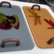 Set di 2 Vassoi artistici, Italia, anni '80