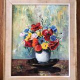 Huile sur toile nature morte au bouquet de fleurs
