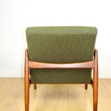 GFM-64 armchair, design by Edmund Homa from the 60s, olive green boucle - 2 pieces available