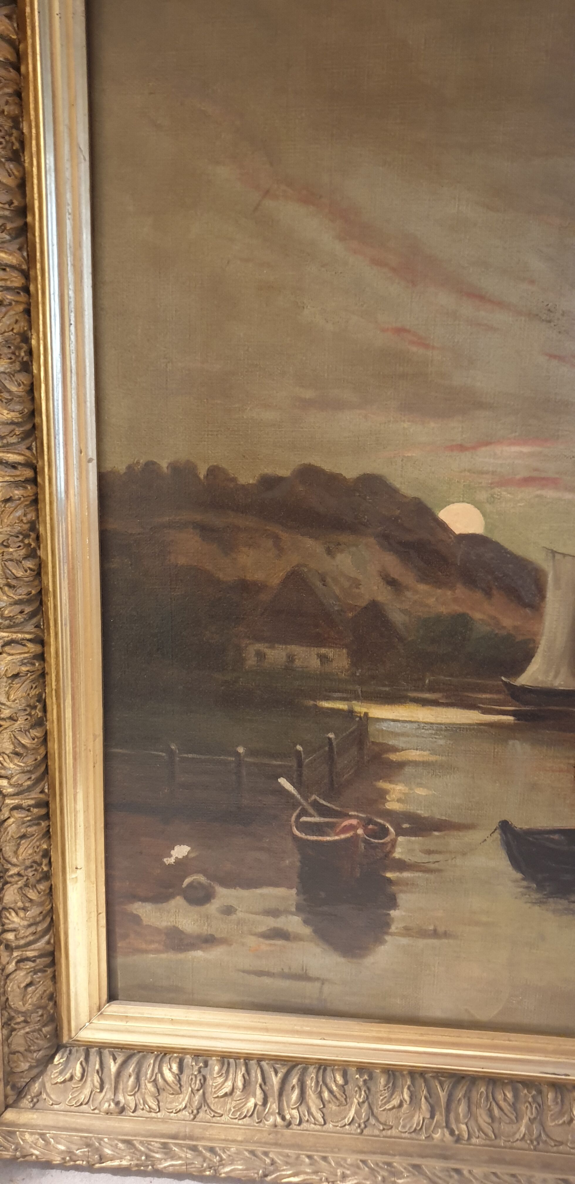 Safe oil Marine canvas in the moonlight