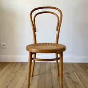 Baumann bistro chair in bent wood and blond wood canning 40s-50s