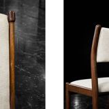 Vintage Mid-Century Modern Danish Teak & Beige Fabric Chairs, Set of 4