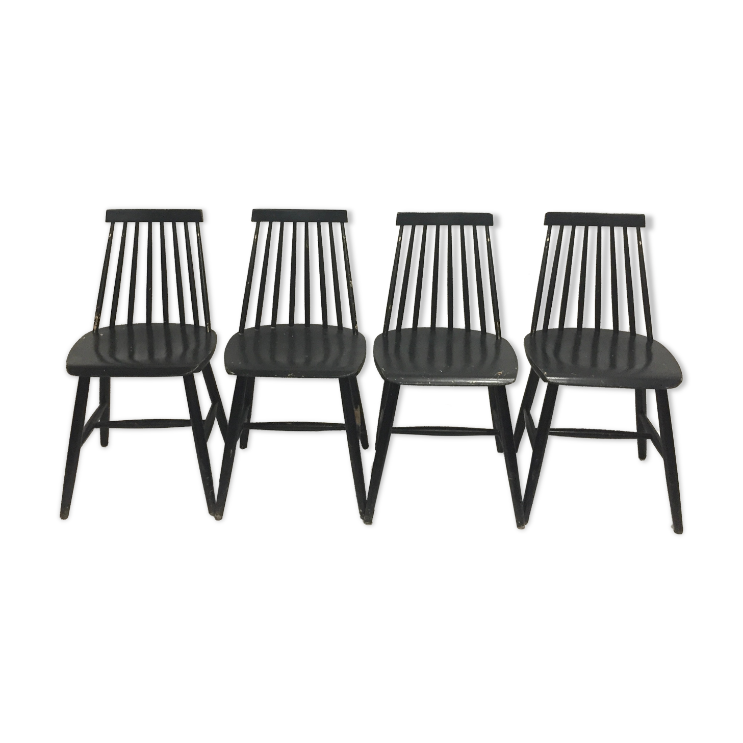 Series of 4 black Scandinavian chairs