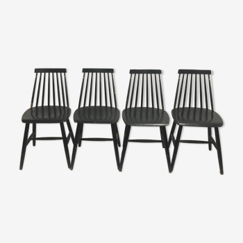 Série de 4 chaises scandinaves noires