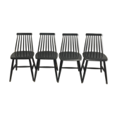 Série de 4 chaises scandinaves noires