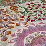 Antique hand embroidered silk suzani bedspread