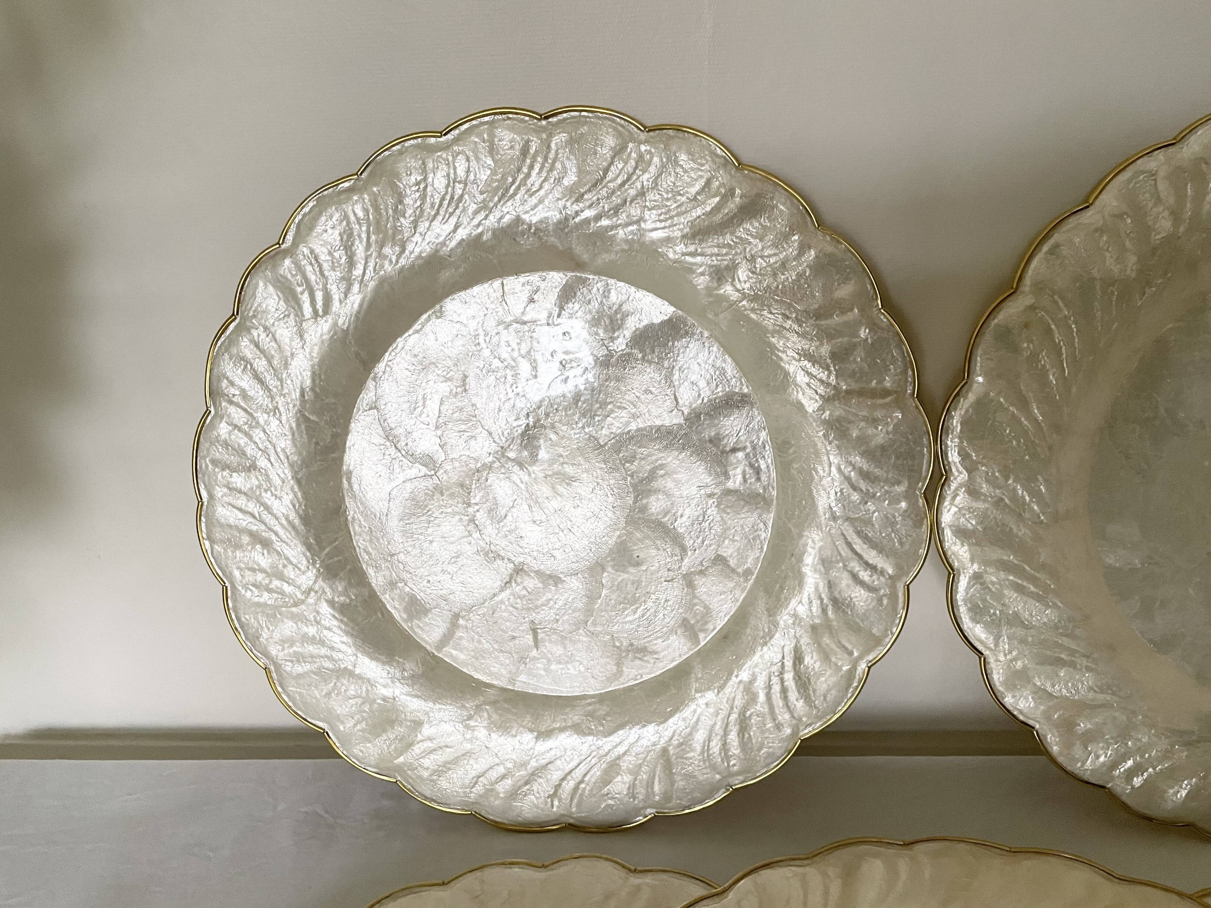 Mother-of-pearl and brass plates