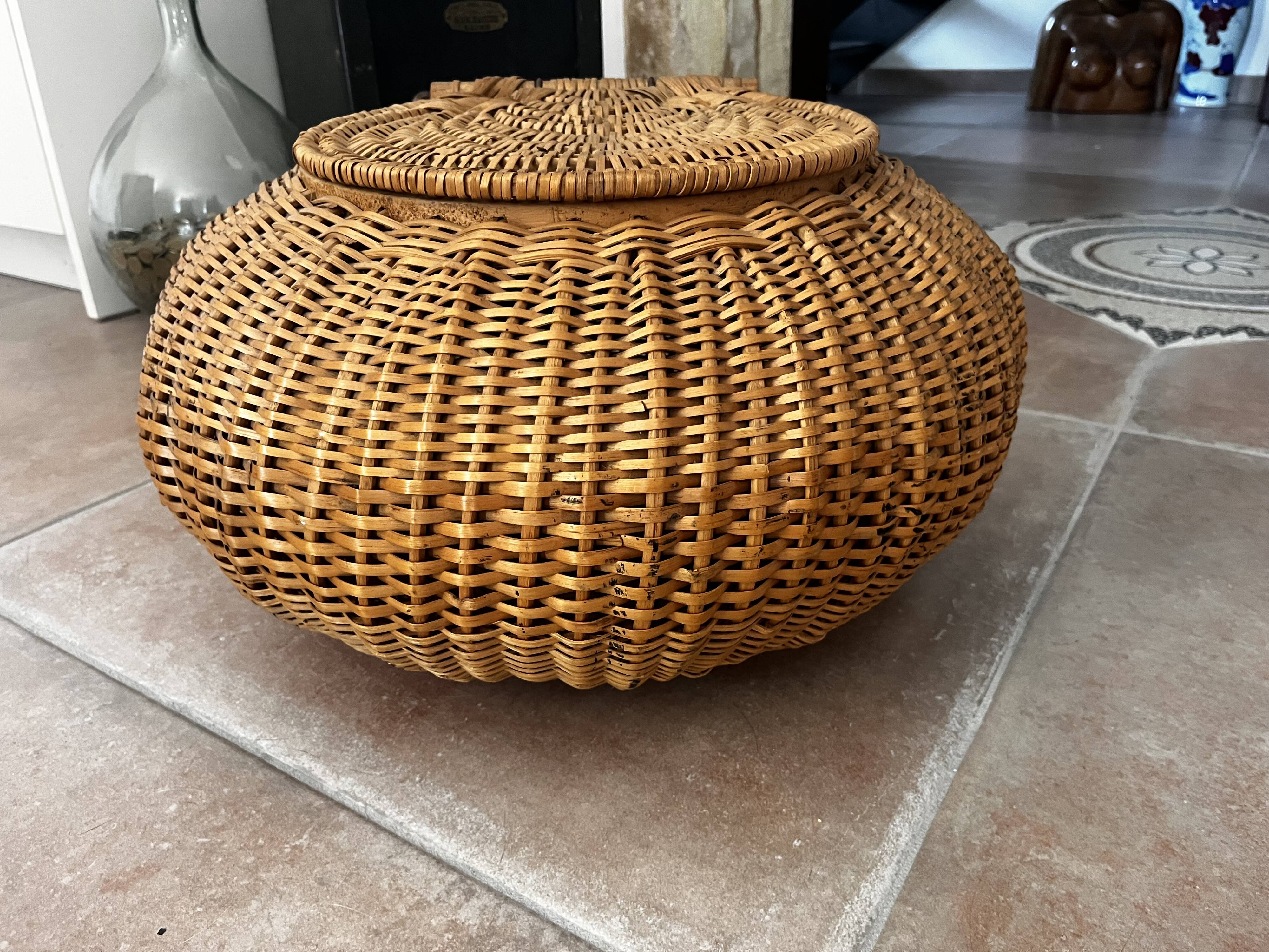 Wood and wicker basket