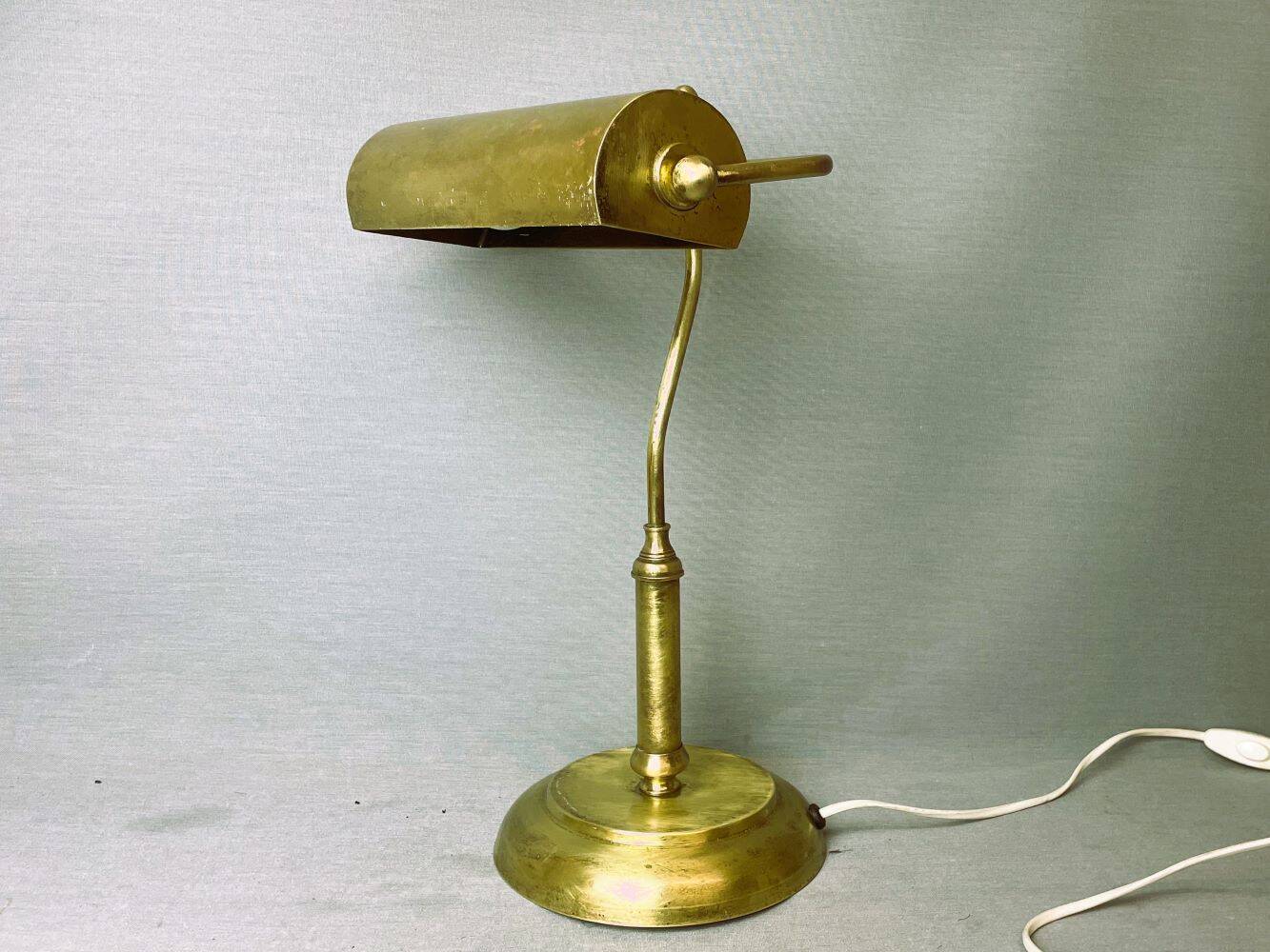 Portuguese brass bankers desk table lamp 1940s