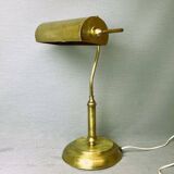 Lampe de table de bureau de banquier portugais en laiton 1940