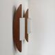 Pair of vintage wall lights in thermoformed wood and opaline glass, France, 1980.