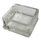 Vintage square Lumax catchall in thick transparent glass 11 x 11 x 6 cm