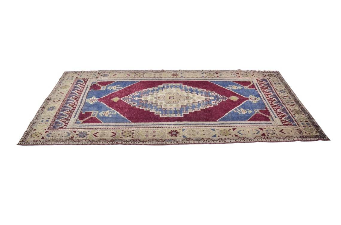 Antique Handmade Wool Oushak Carpet