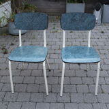 2 blue Formica cjaises, circa 1950