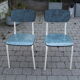 2 chaises en formica bleu vers 1950