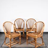 Set of 4 rattan armchairs