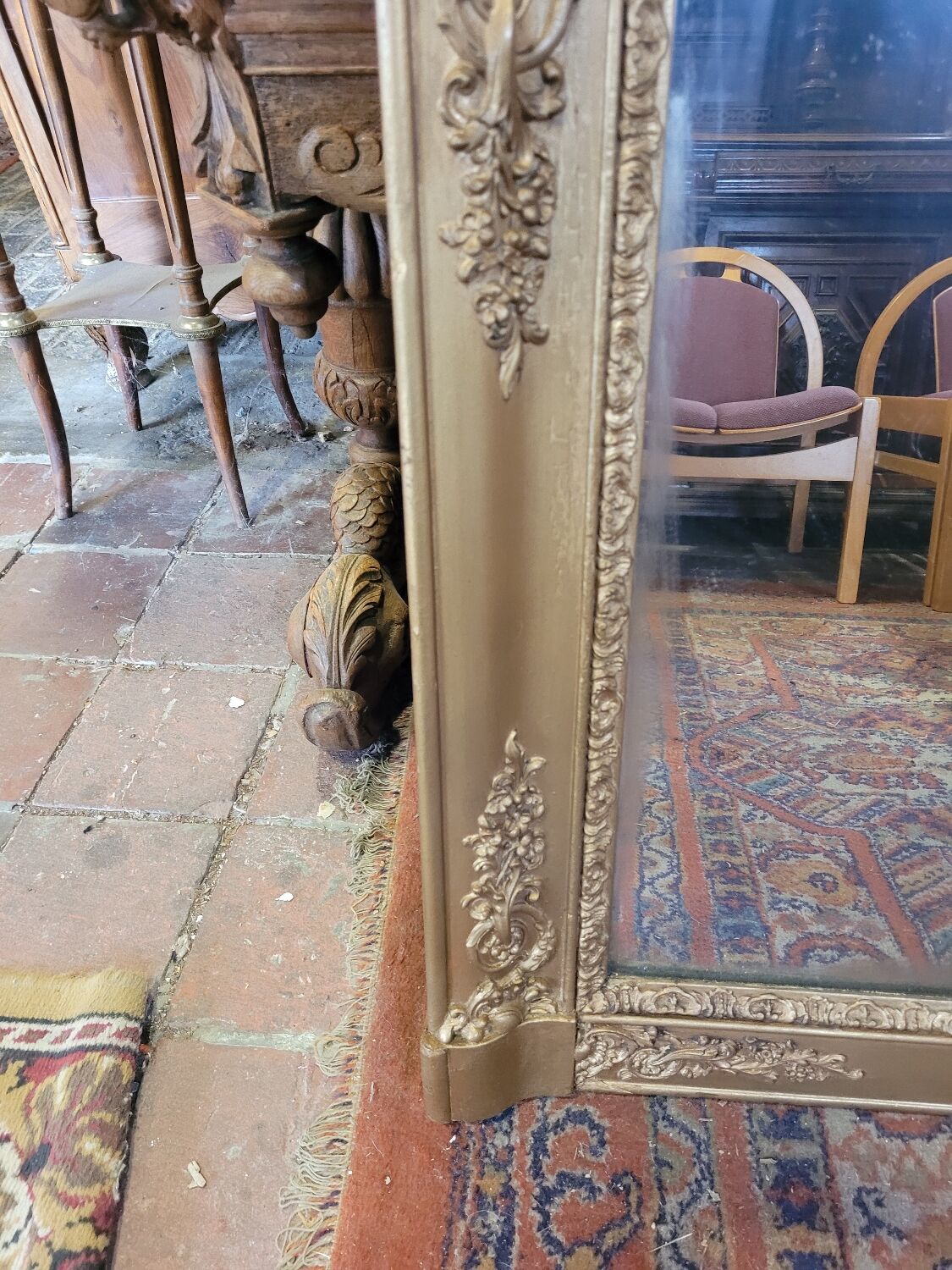 Golden mirror xixth period restoration 132×110cms