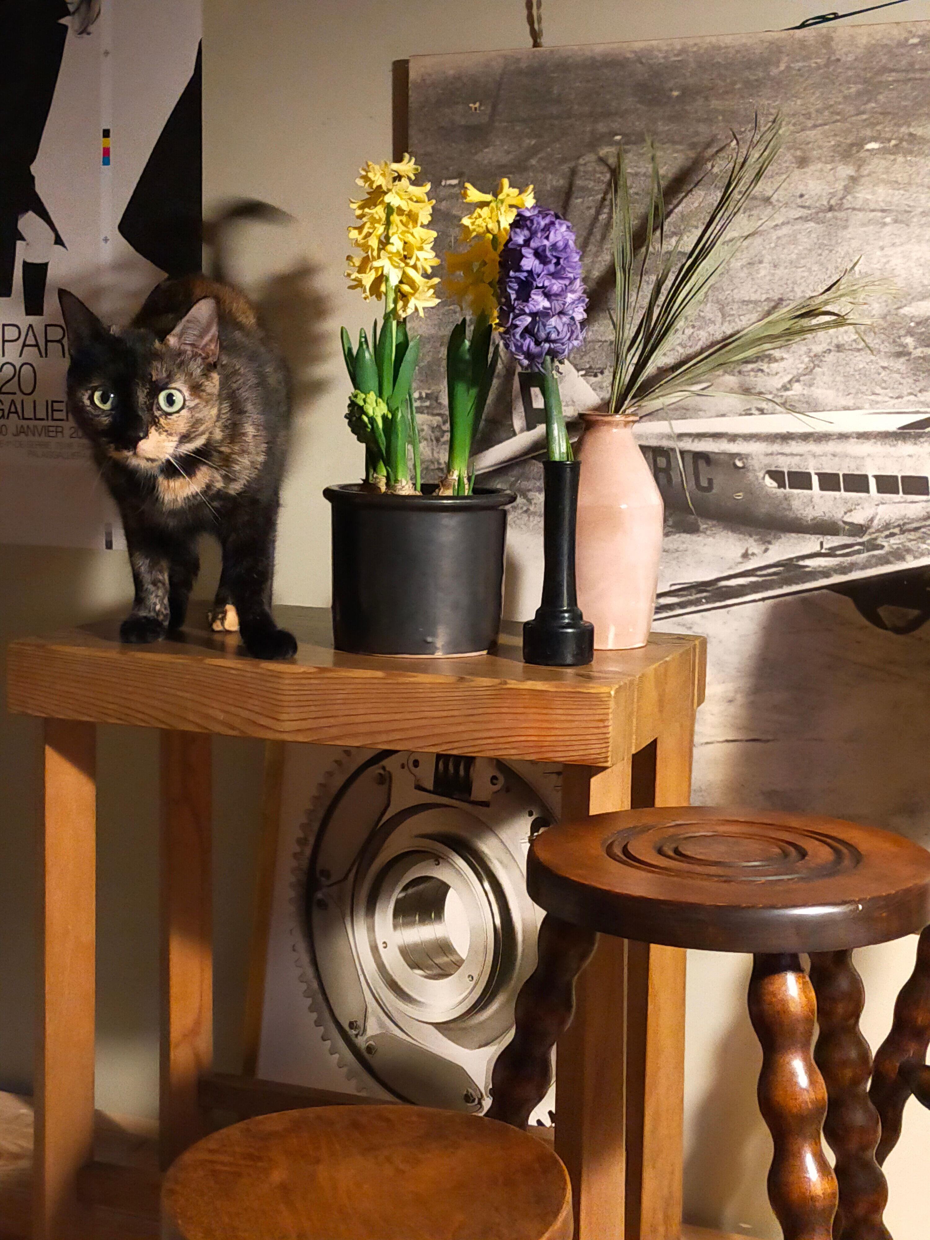 Vintage black glazed earthenware pot
