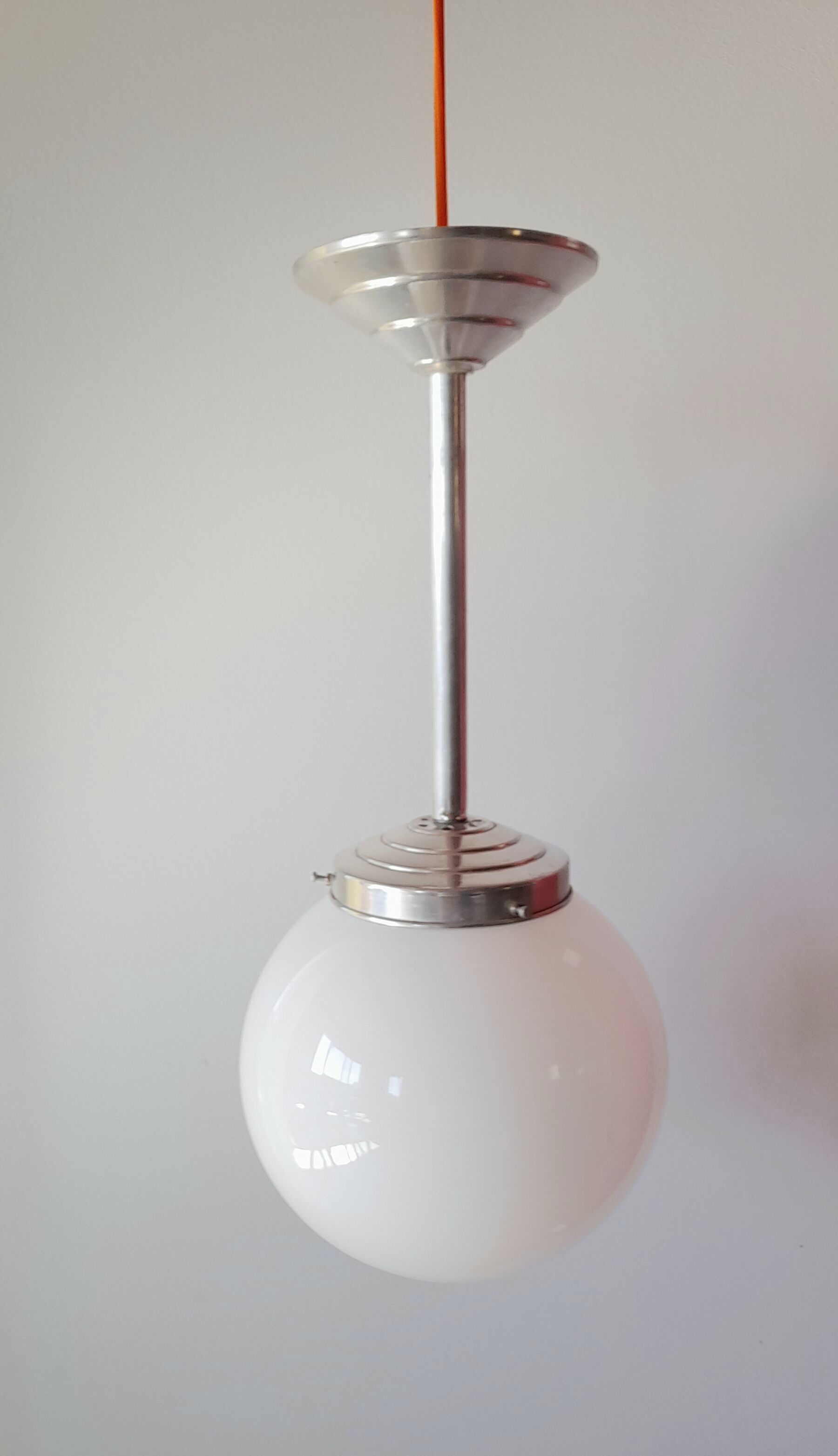 Art Deco opaline globe pendant lamp