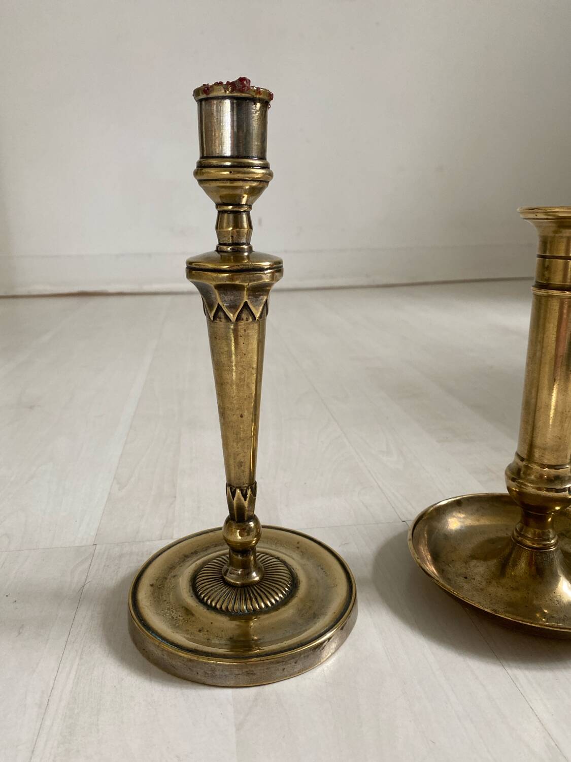 Set of 4 brass candle holders