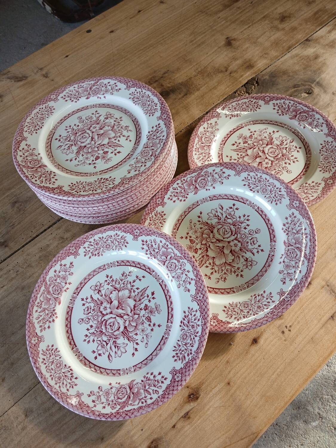 14 Antique English Dinner Plates