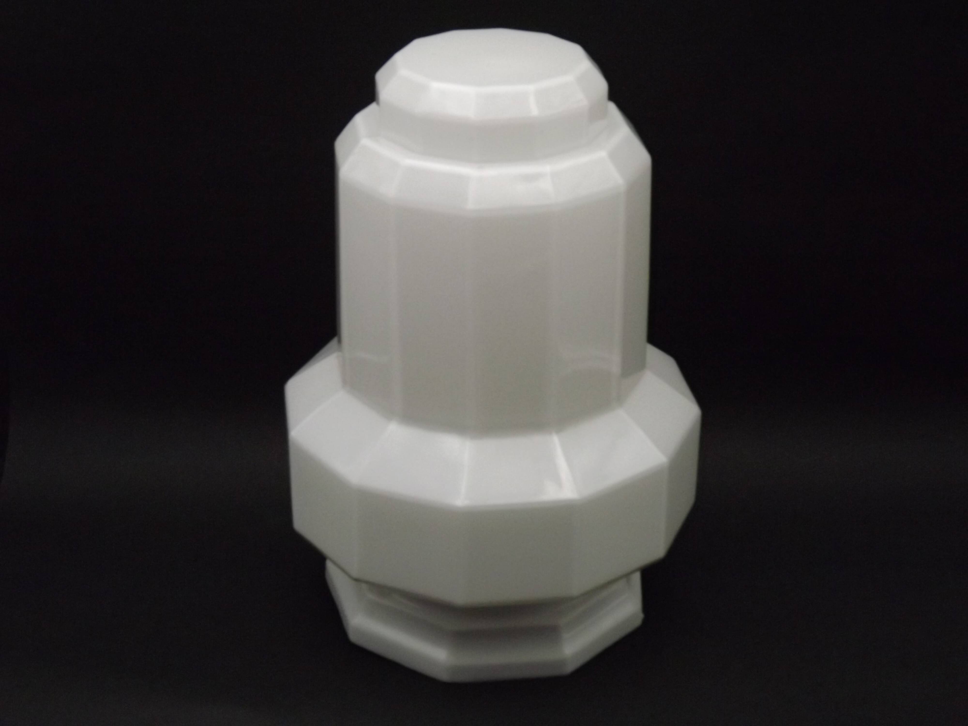 French Art Deco Skyscraper Ceiling Light White Opaque Glass - Limoges Mount